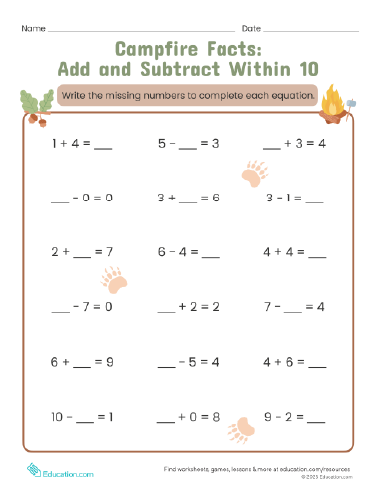 Campfire Facts: Add and Subtract Within 10
