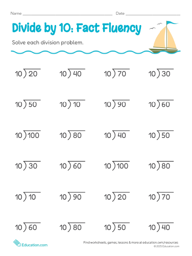 Divide by 10: Fact Fluency