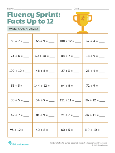Fluency Sprint: Facts Up to 12