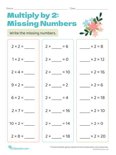 Multiply by 2: Missing Numbers