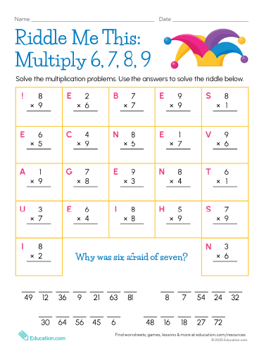 Riddle Me This: Multiply by 6, 7, 8, 9