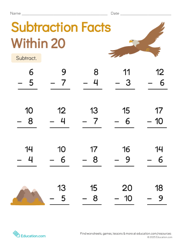 Subtraction Facts Within 20