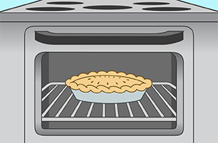 A pie in the oven.