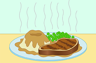 A full plate of food.