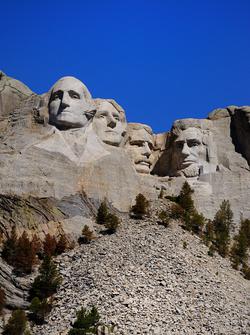 a monument to four former United States presidents carved in a mountain