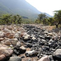 A picture of a sediment deposited by a fast-moving river.