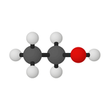 A model of a molecule containing two balls labeled C, six balls labeled H, and one ball labeled O.